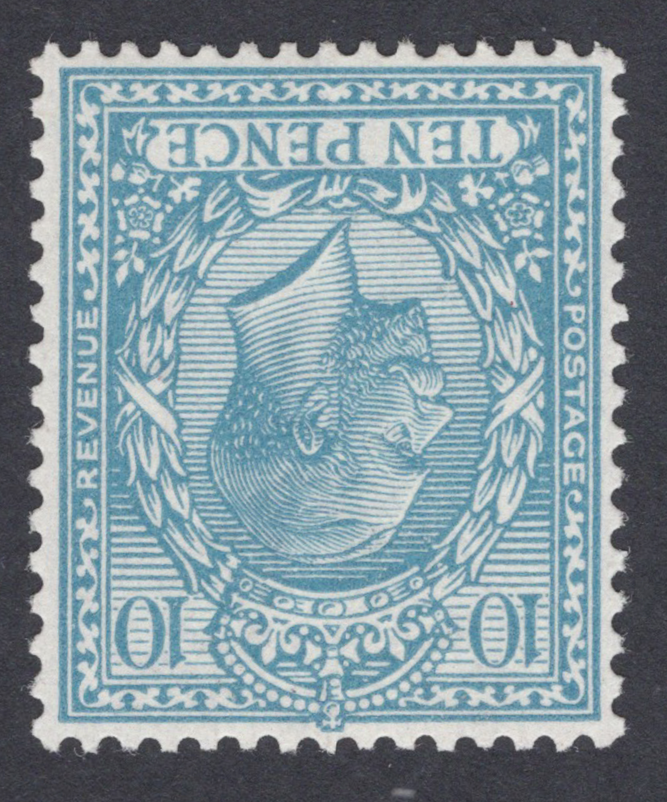 1913 10d Turquoise-Blue Watermark Inverted Unmounted Mint