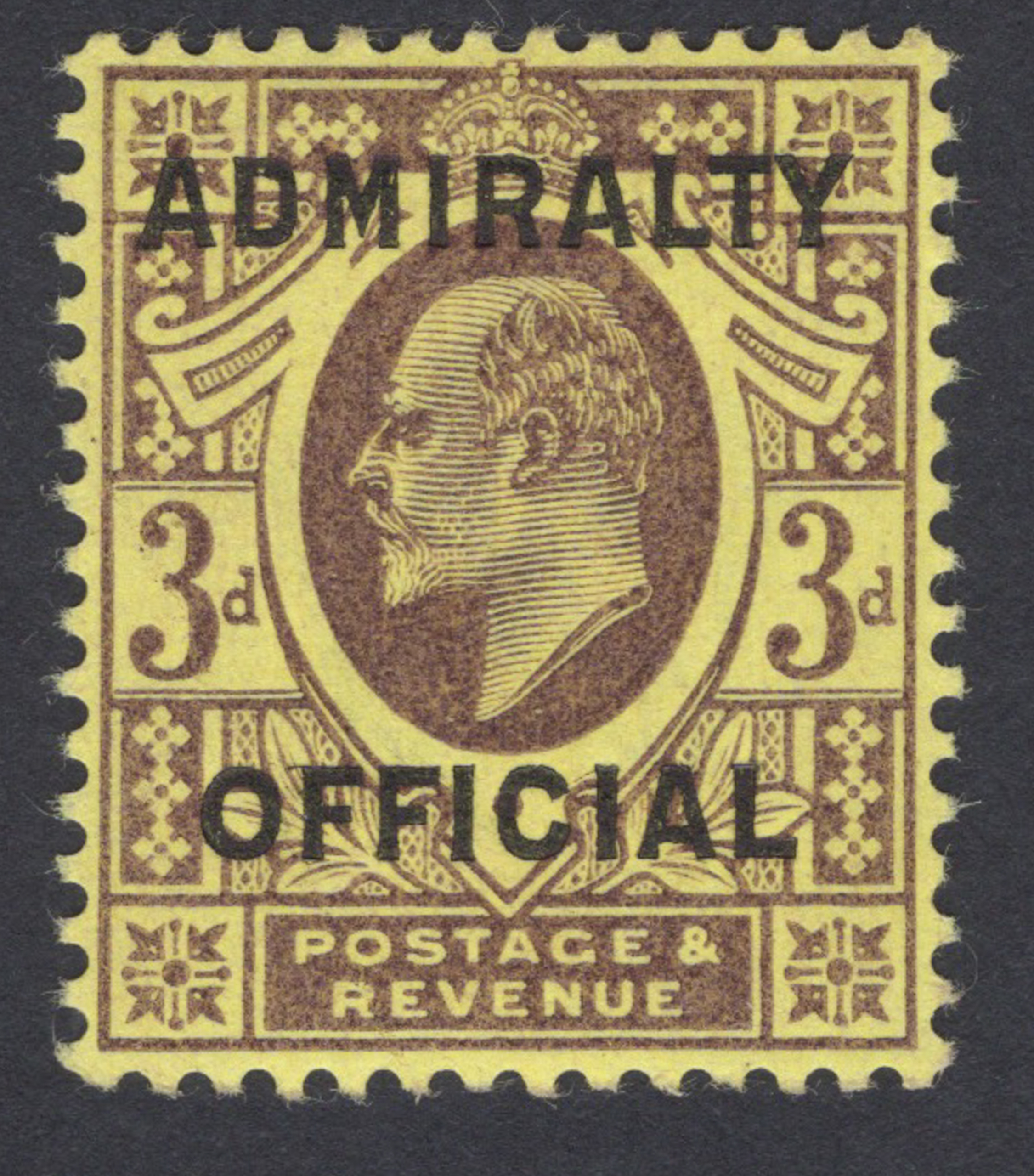 1903 3d Dull Purple/Orange-Yellow ADMIRALTY OFFICIAL Unmounted Gem