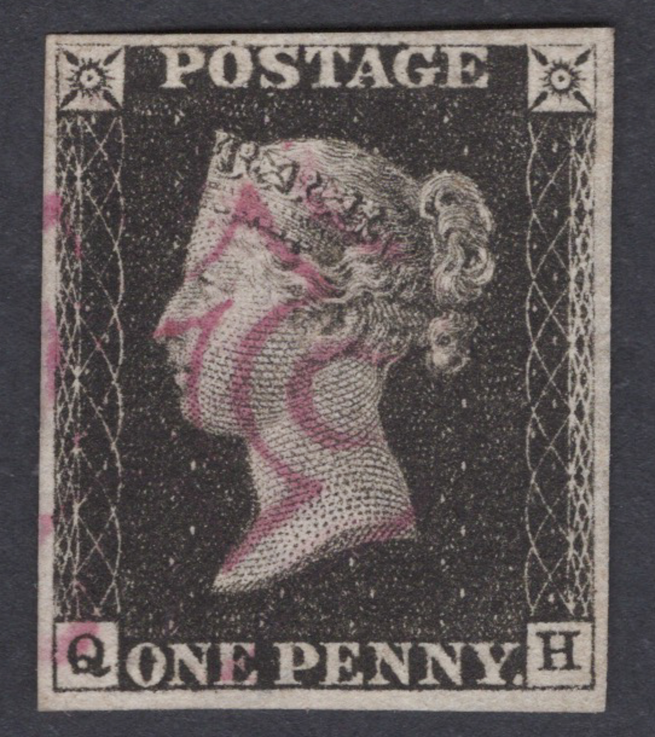 1840 1d Black (Plate IV) Violet Market Street Maltese Cross