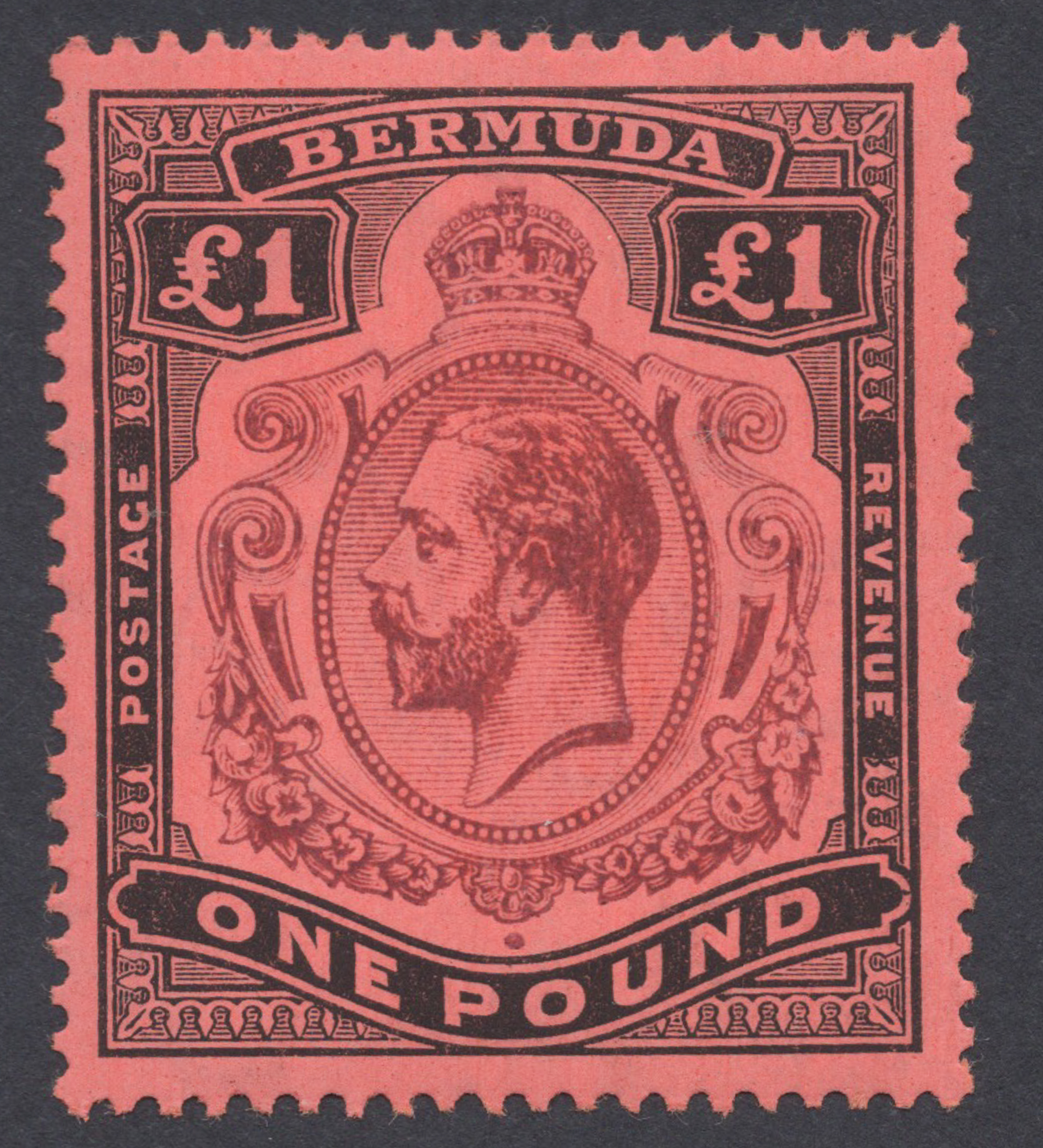Bermuda 1918 £1 Purple & Black Watermark Inverted