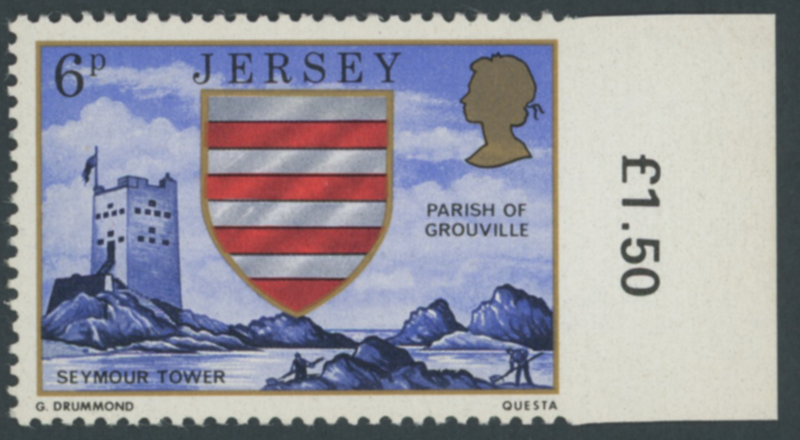 Jersey 1976 Seymour Tower 6p Imperforate To Margin