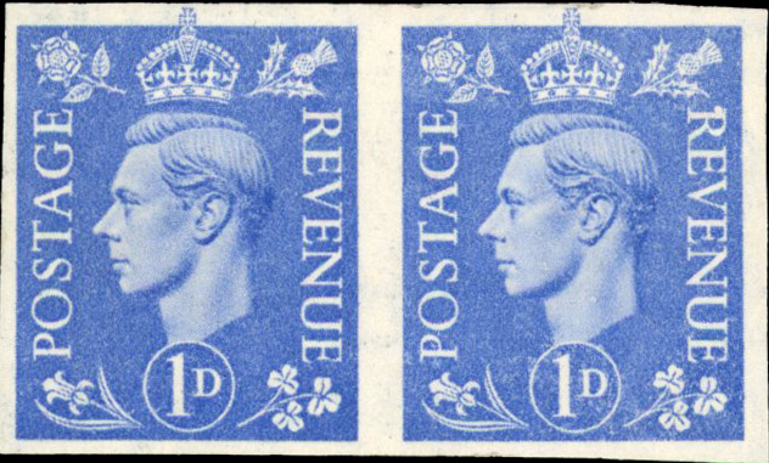 1941 2½d Light Ultramarine Imperforate Pair