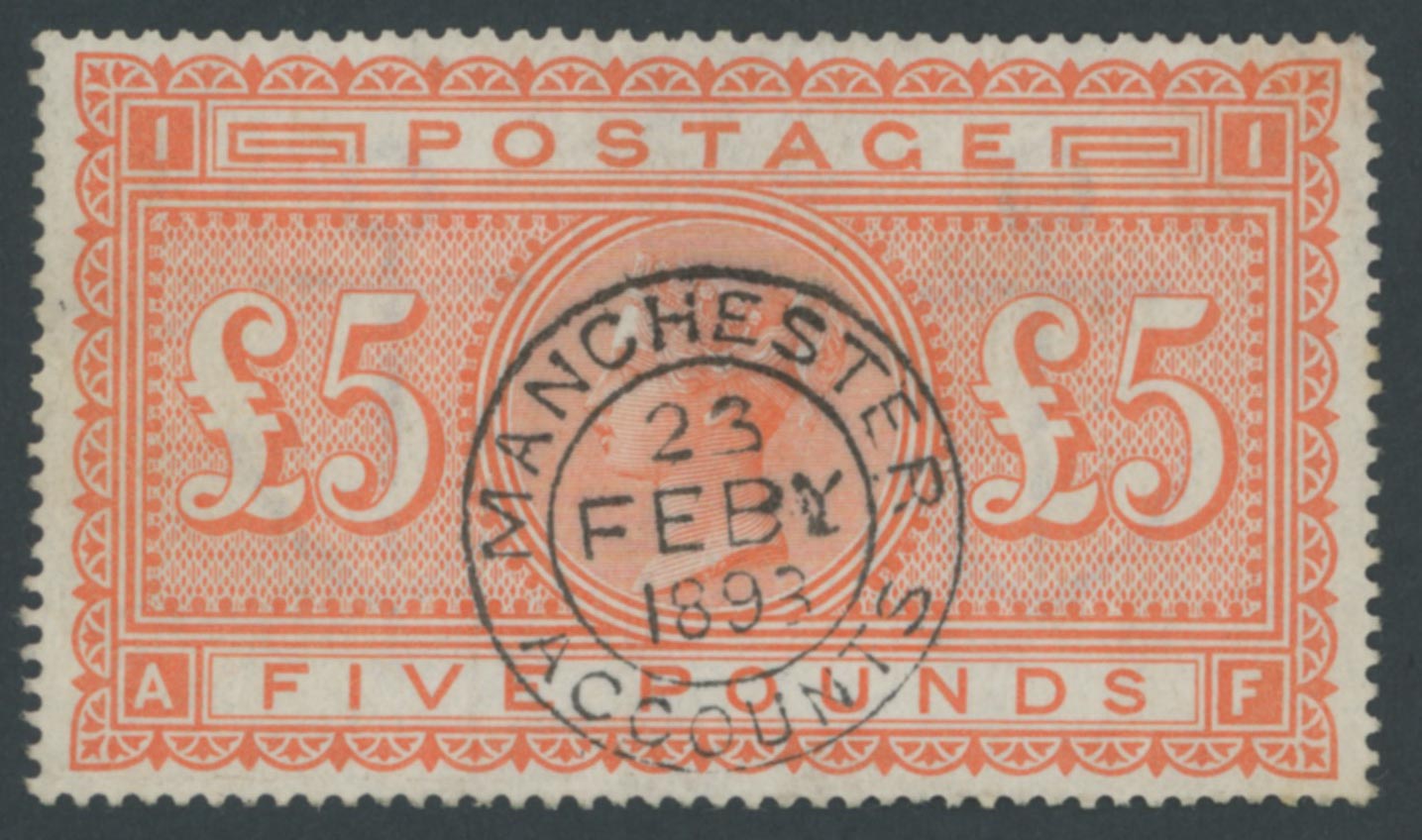 1882 £5 Orange Extremely Fine Lightly Used