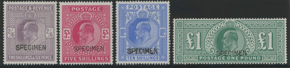 1902 2/6d-£1 High Value Set Overprinted SPECIMEN