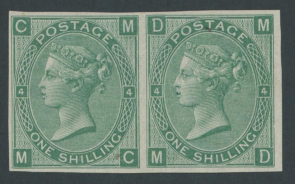 1865 1/- Green Plate Proof (Pl.4). Rare. Ex. Latto