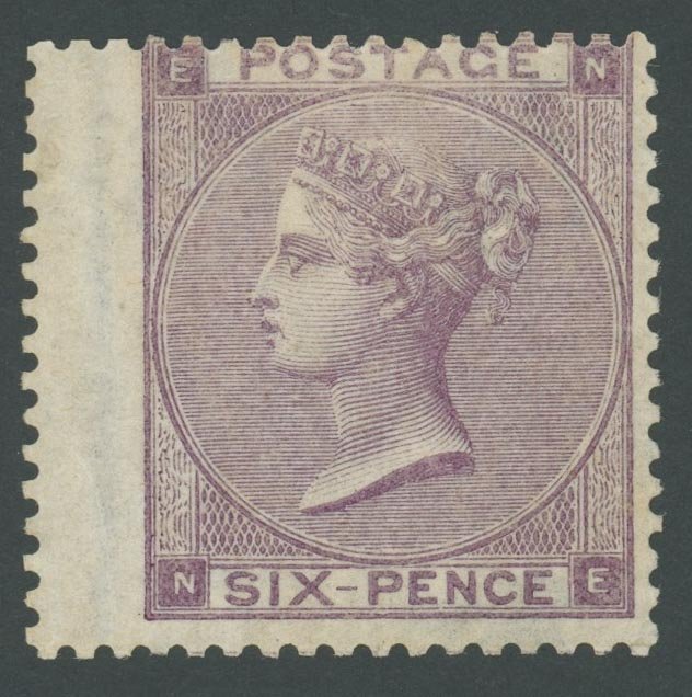 1862 6d Deep Lilac (plate 3) Lettered N-E Very Fine Left Wing Marginal