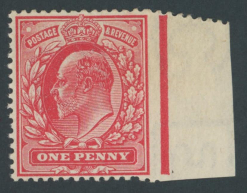 1902 1d Scarlet Imperforate To Right Sheet Margin