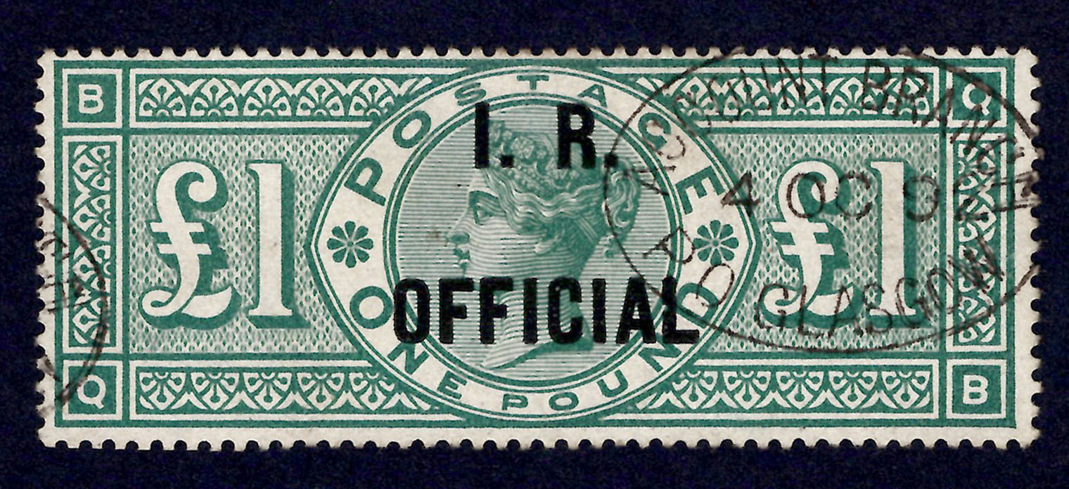 1892 £1 Green I.R. OFFICIAL Beautiful Used Example