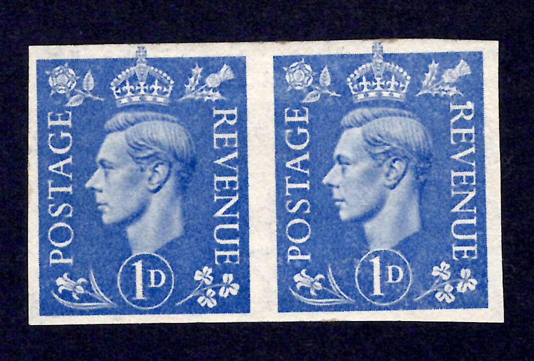 1951 1d Pale Ultramarine Imperforate Pair