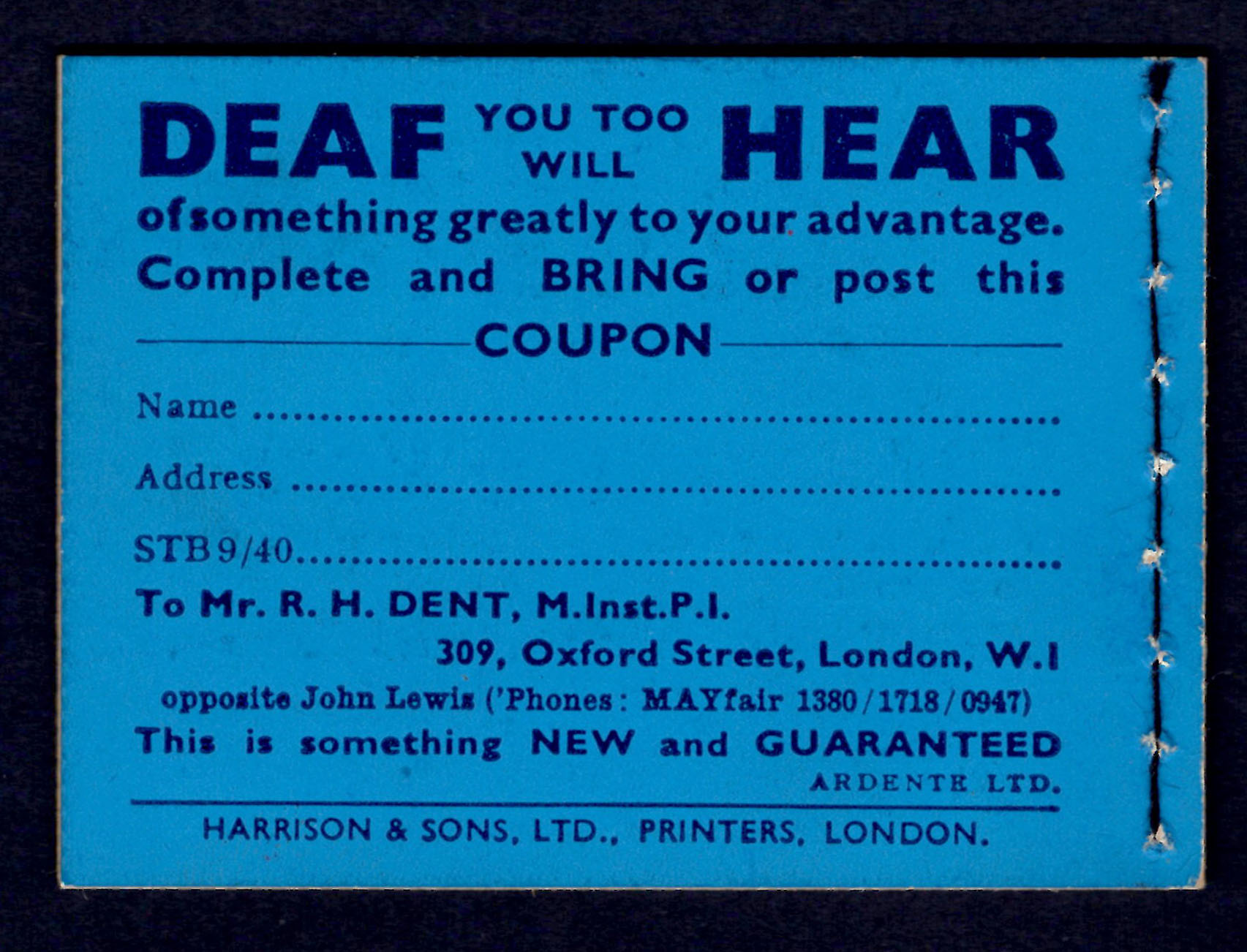 1940 2/6d Cylinder Booklet (edition no.9) - Image 2