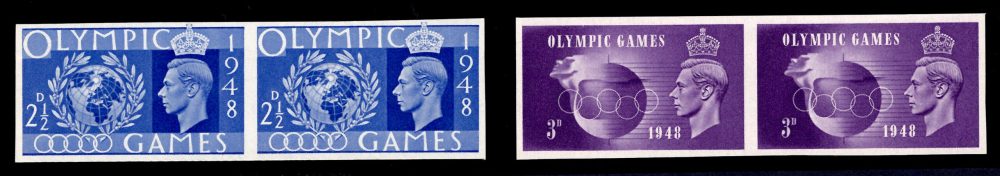 1948 Olympics Imperforate Imprimaturs Set Horizontal Pairs