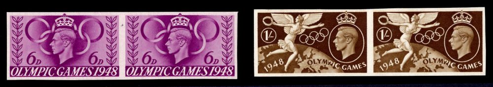 1948 Olympics Imperforate Imprimaturs Set Horizontal Pairs - Image 2
